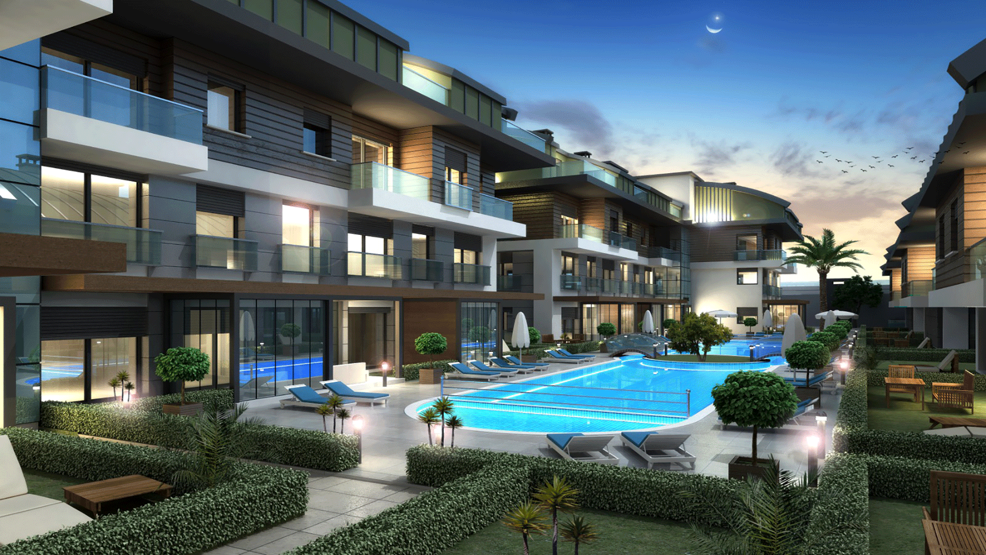 Duplex apartments with smart home system in Lara, Guzeloba