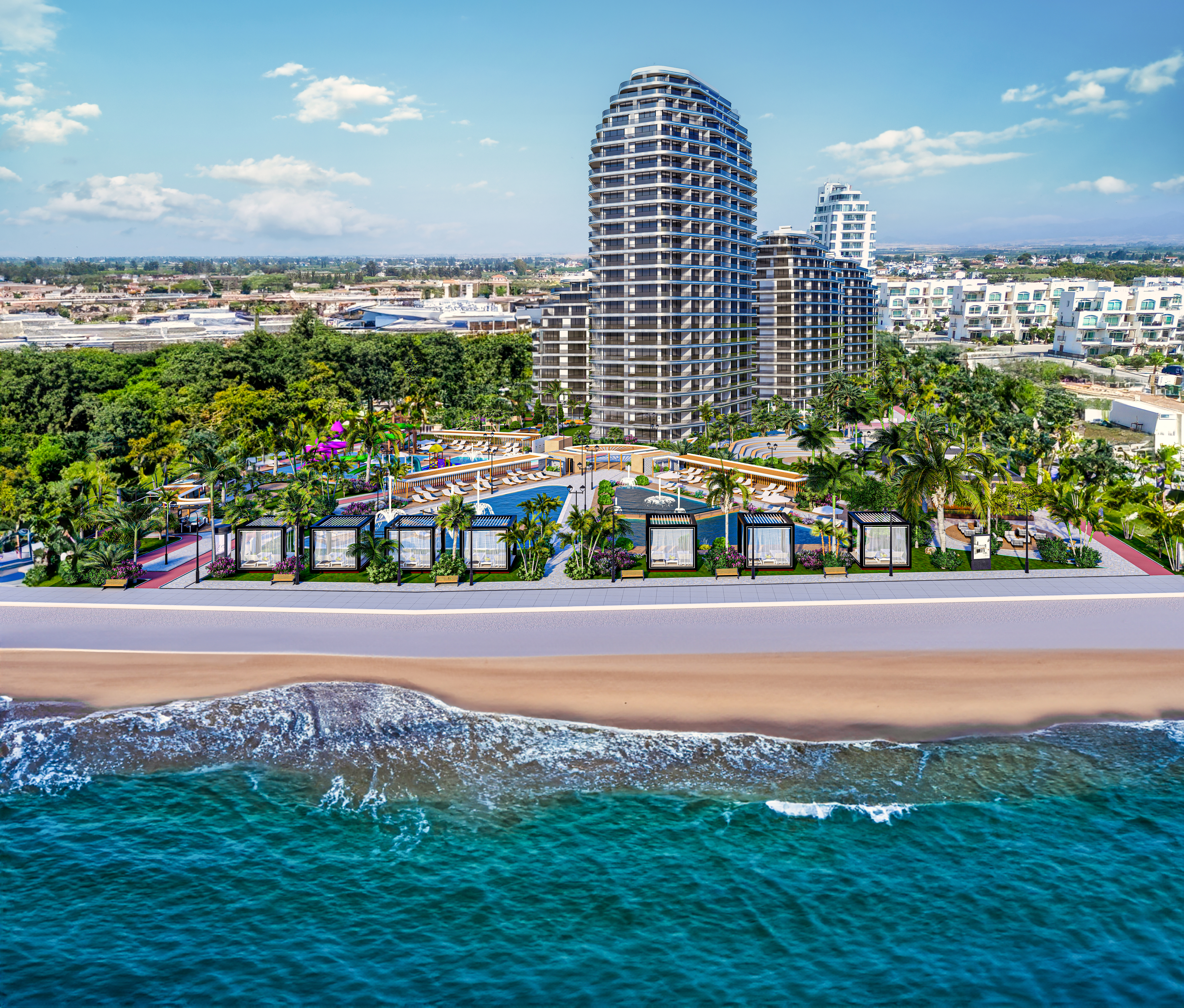 Apartments in a luxury seafront project with a private beach in Gaziveren, Cyprus