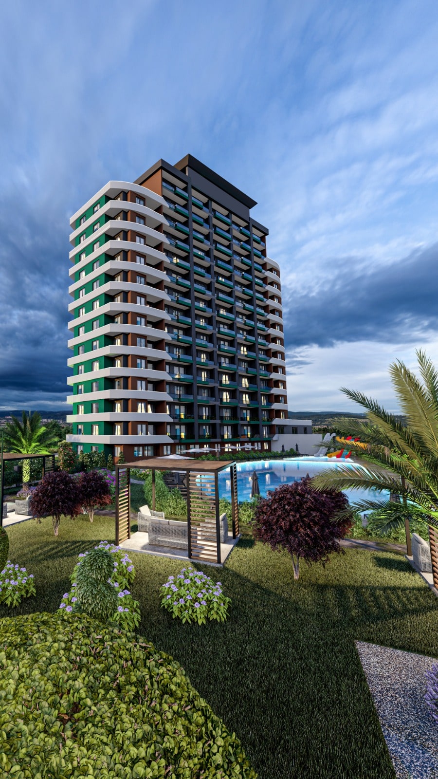Stylish designed apartments with social facilities in Mersin, Mezitli