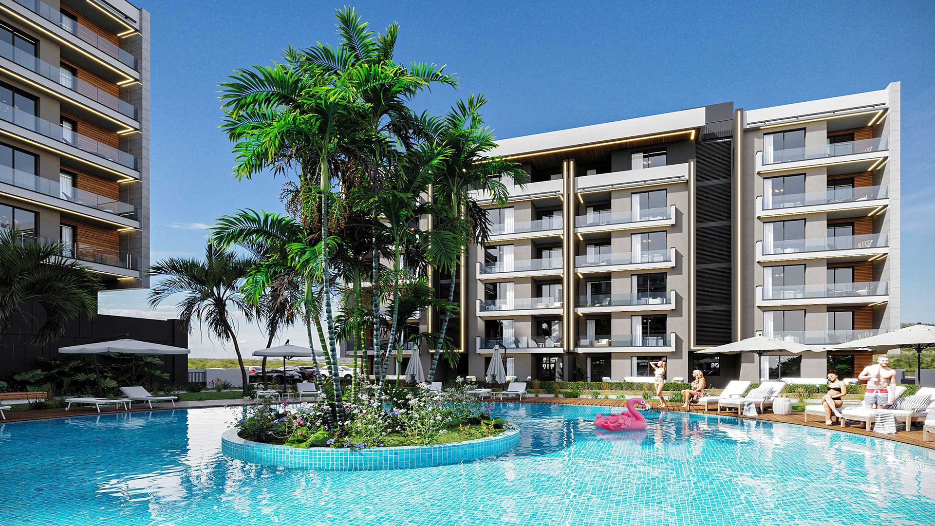 Modern designed apartments in a secure complex in Antalya, Kepez