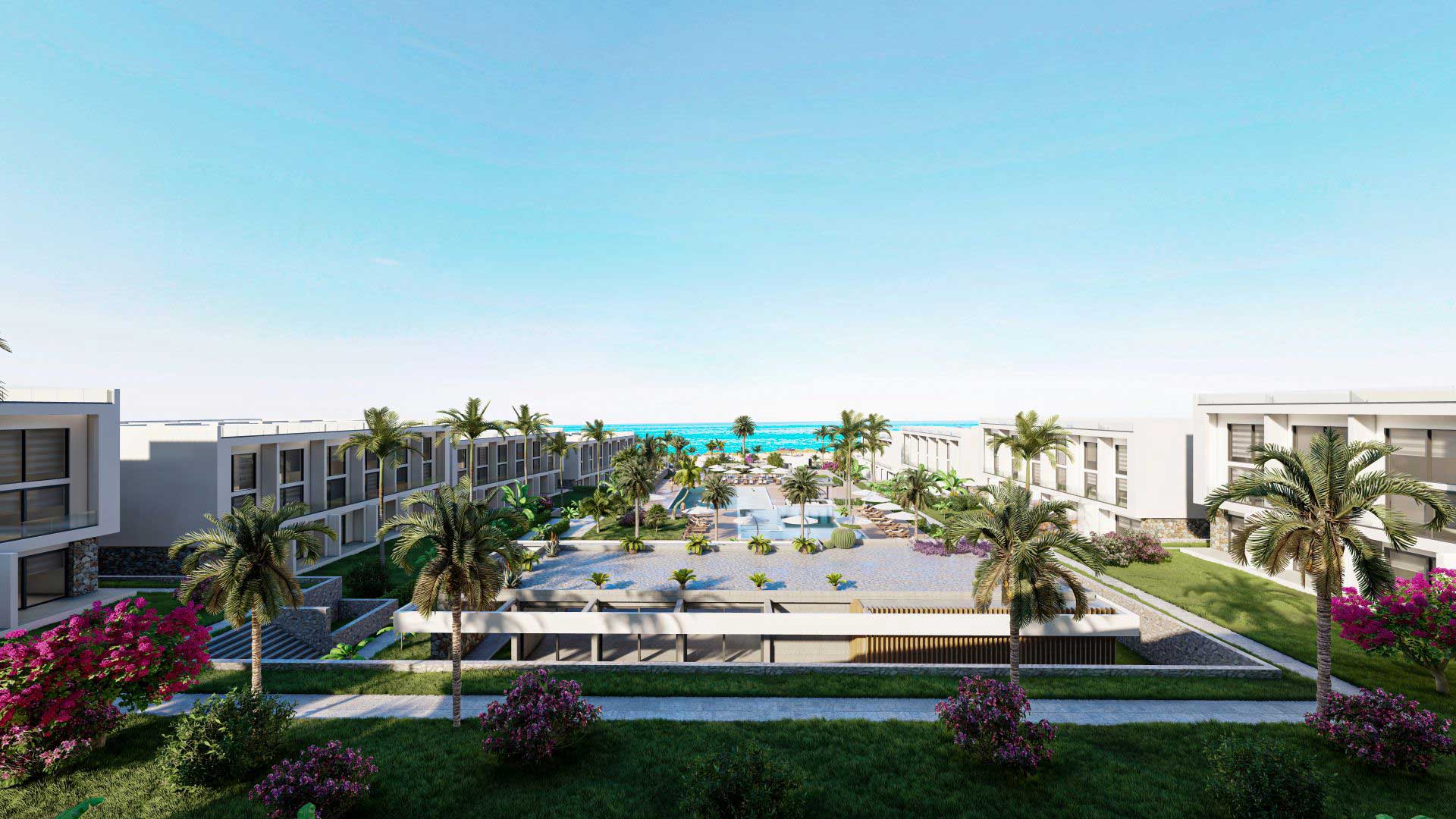 Sea view apartments and bungalows within the complex in Cyprus, Tatlısu